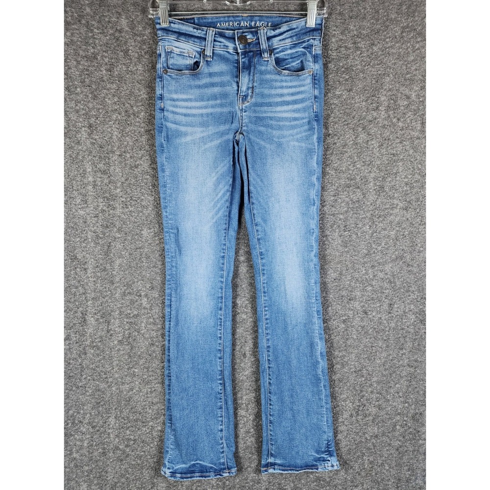 American Eagle Jeans Womens 00 Skinny Kick Blue Next Level Stretch EUC